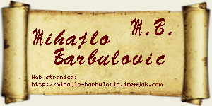 Mihajlo Barbulović vizit kartica